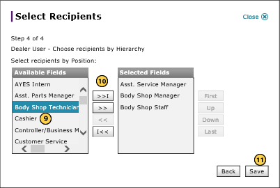 Select dealer users by hierarchy, step 4 of 4.